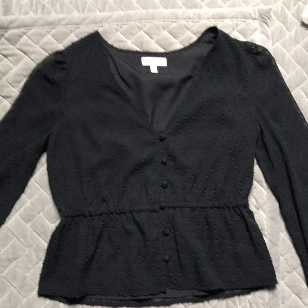 Black V Neck Blouse, size S